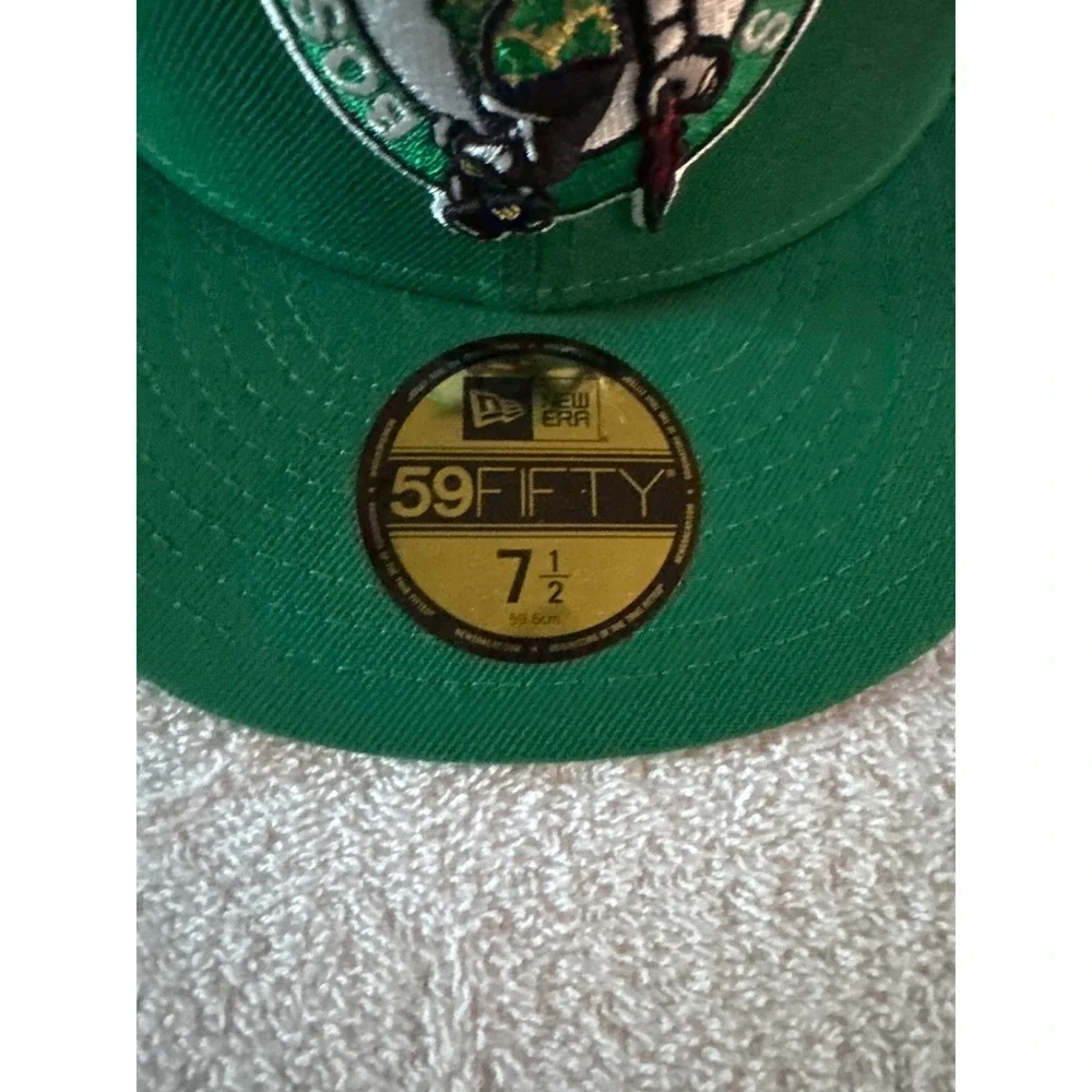 New Era 59FIFTY Boston Celtics Hat Green Size 7 1/2 NBA Fitted Lucky Leprechaun